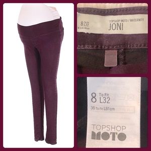 Topshop Moto Maternity Joni Leggings Burgundy Size 8